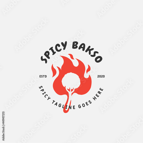 Bakso or meatball logo design template. chinese text translation "meatball". Vector illustration.