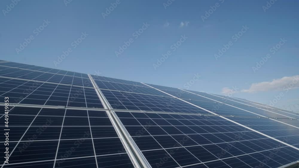 Photovoltaic solar panels on blue sky background Photovoltaic solar panels on blue sky background