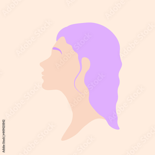 Vector abstract minimalistic portrait of a woman . Women's profile.