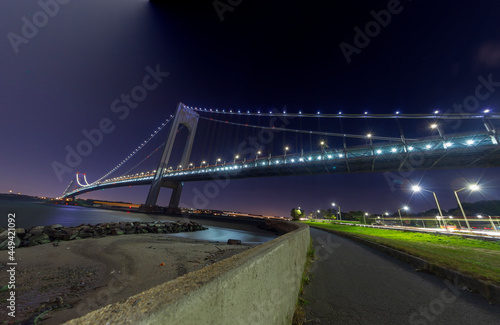 A long exposure of the Upper Bay and the Verrazzano-Narrows Bridge, New York, USA