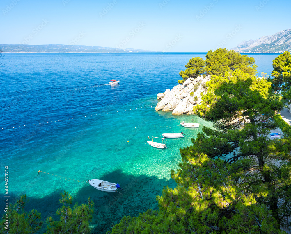 famous Podrace beach in Brela on Makarska riviera in Dalmatia, Croatia