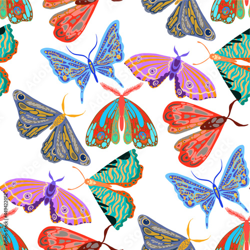 Seamless vector pattern with butterflies.