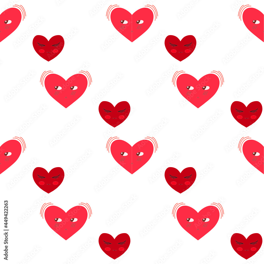 Seamless vector pattern with cute hearts.