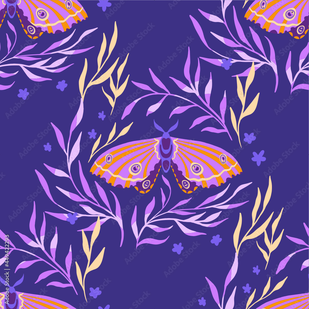 Fototapeta premium Seamless vector pattern with butterflies.