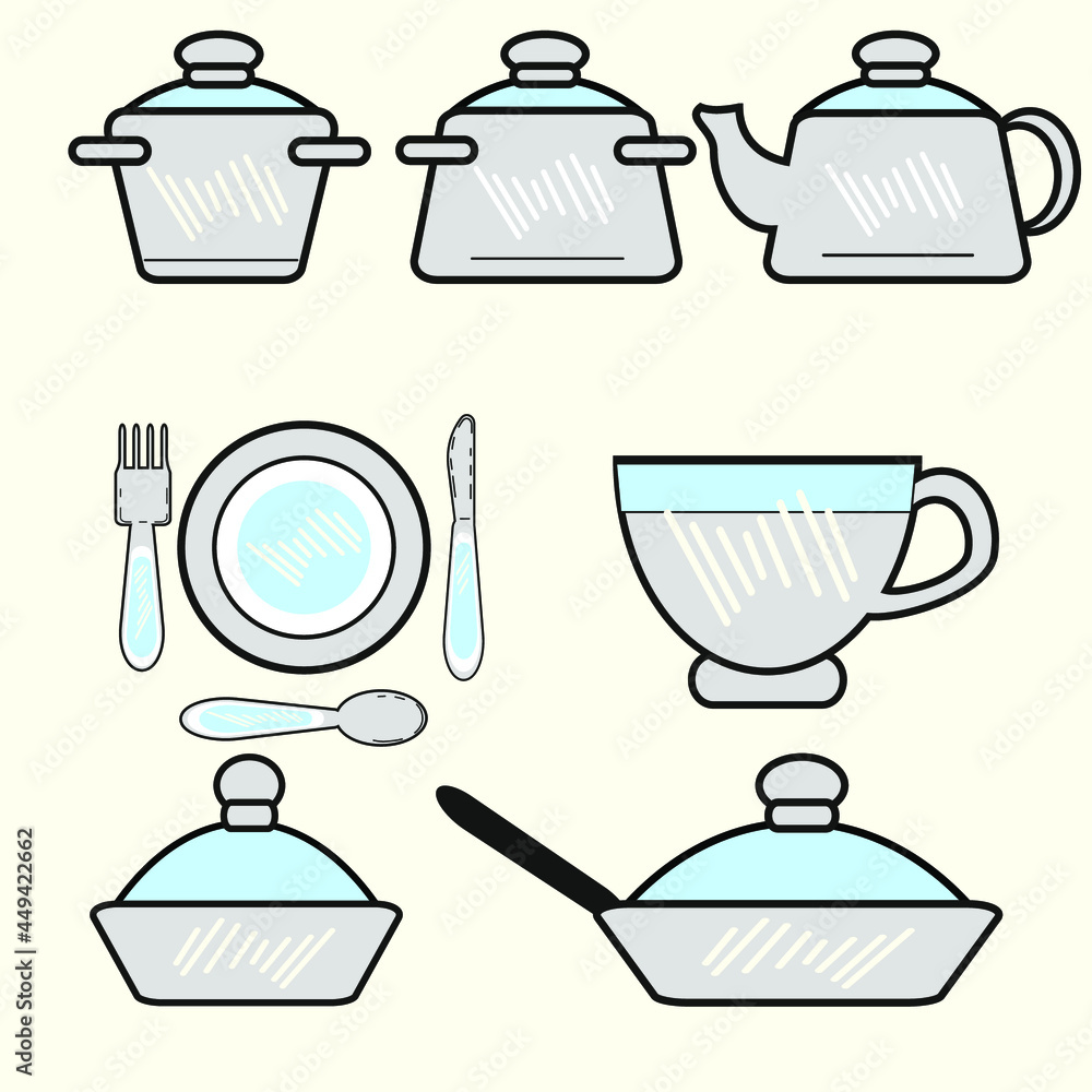 set of kitchen utensils. set of kitchen utensils.