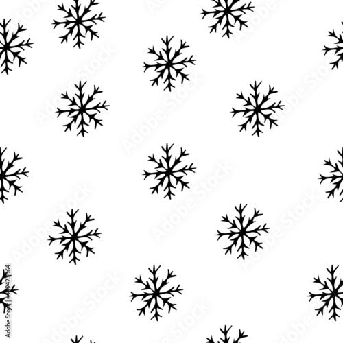 Seamless pattern with snowflakes. Doodle snowflakes. Winter vector illustration. Background with snowflakes