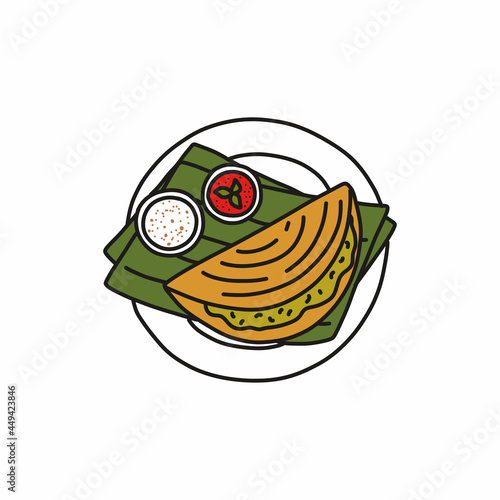 indian food doodle icon, vector color line illustration