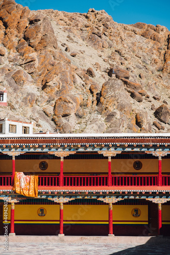 building of temple inside mountain in Leh Ladakh, India