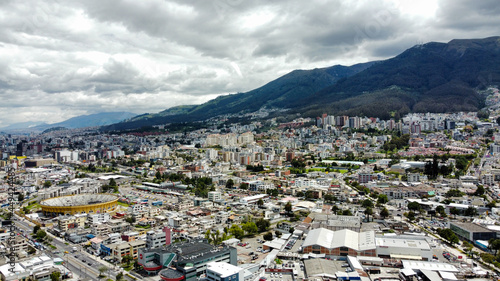 An aerial shot of the northern part of Quito, Ecuador