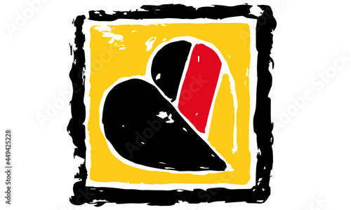 Herz schwarz rot gold Illustration Absprengtechnik
