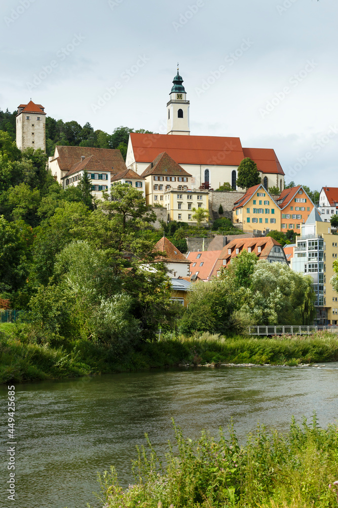 Stadt Horb am Neckar mit Ausblick auf Stiftskirche Heilig Kreuz (Landkreis Freudenstadt)