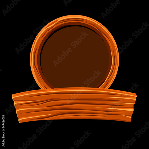 Wooden board and round frame for graphic design.