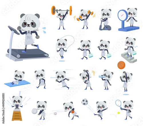 エクササイズやスポーツに関するパンダの女の子のセット
