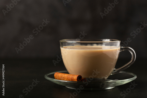 Cup of coffee with creamy milk.
