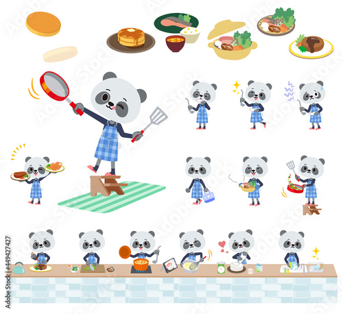 料理に関するパンダの男の子のセット