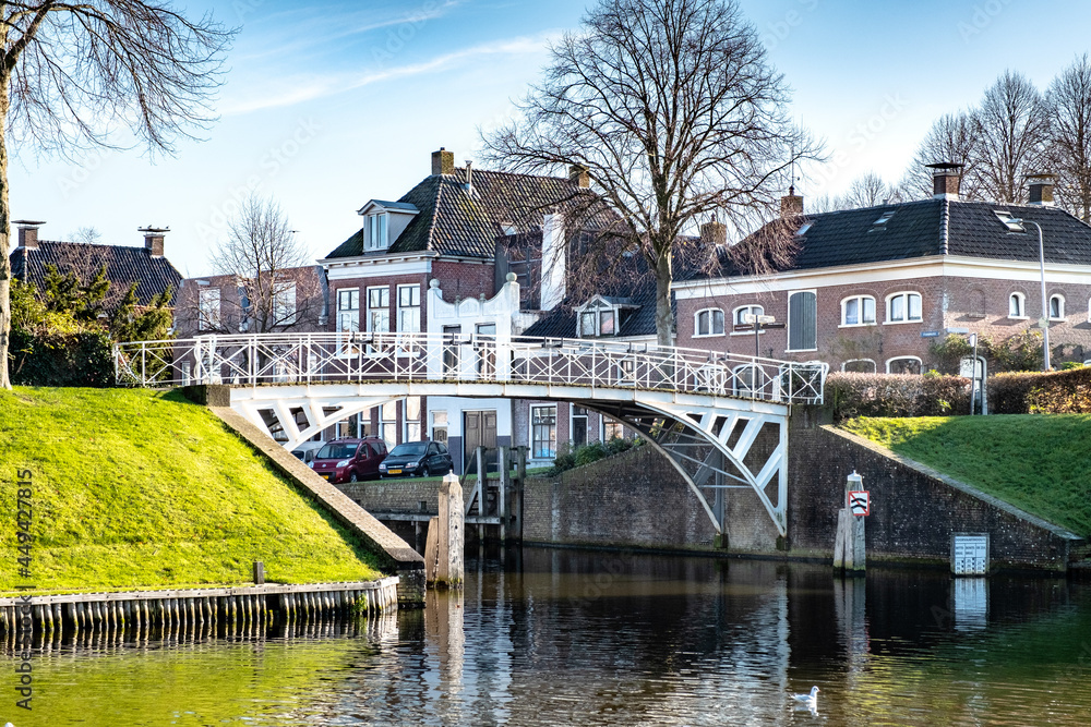 Fototapeta premium Driepystergracht in Dokkum, Friesland Province, The Netherlands