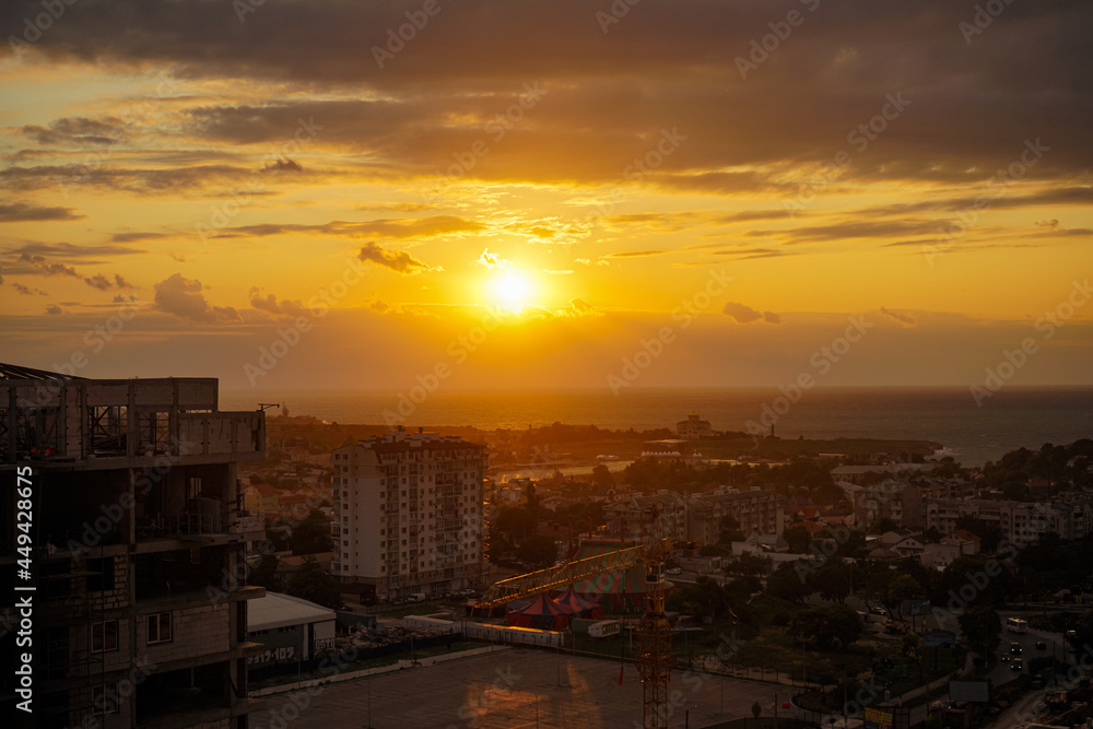 sunset over the city