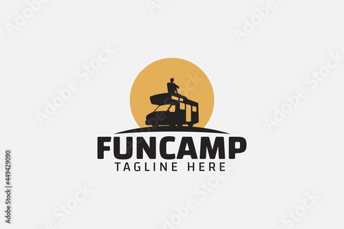 Fun camp logo vector graphic for any business especially for outdoor activity, holiday, trip, travelling, sport, adventure, etc.
