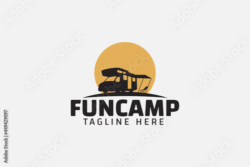 Fun camp logo vector graphic for any business especially for outdoor activity, holiday, trip, travelling, sport, adventure, etc.
