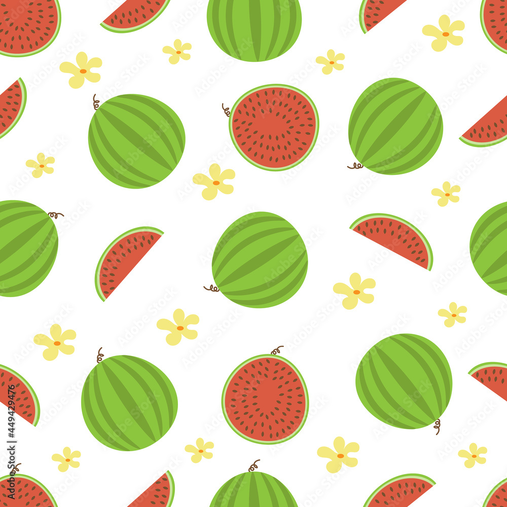 Seamless background with watermelons.Suitable for wallpapers, patterns, surface textures, textiles.