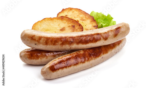 Thuringian sausages, isolated on white background.