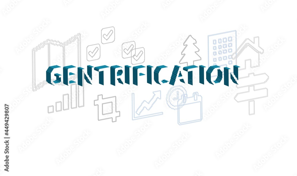 gentrification vector abstract concept word design symbol cloud