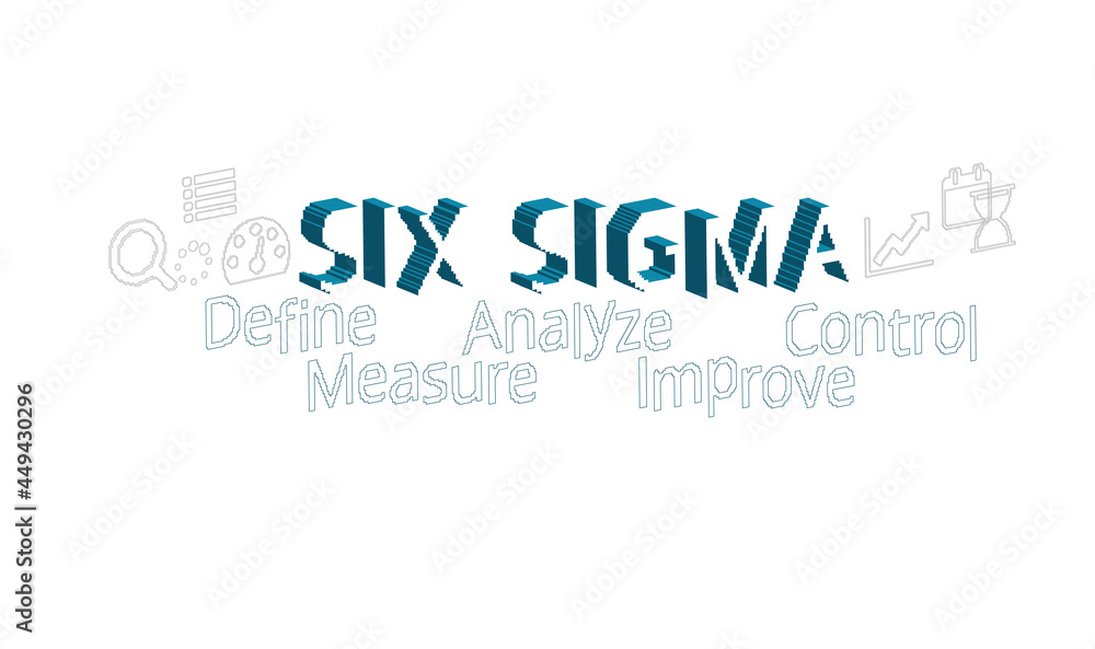 six sigma vector abstract concept word design symbol cloud