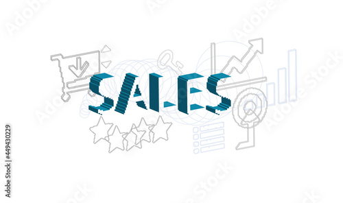 sales vector concept pixel style illustration isolated