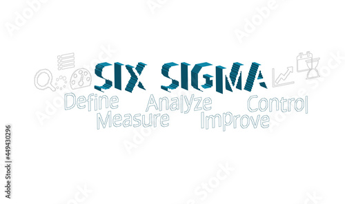 six sigma vector abstract concept word design symbol cloud