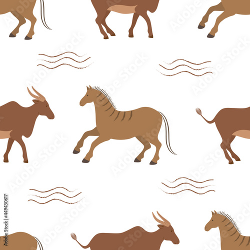 vector graphic seamless pattern with bulls and horses-02
