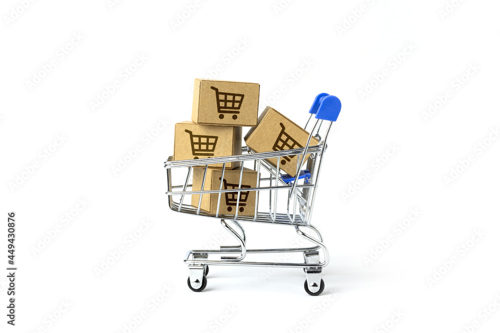 online shopping concept with shopping cart symbol