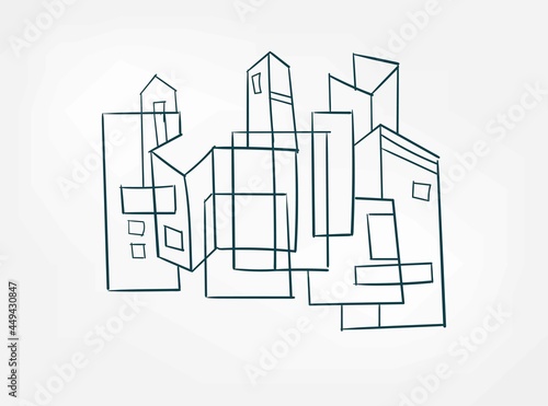 abstract city buildings line art isolated textured