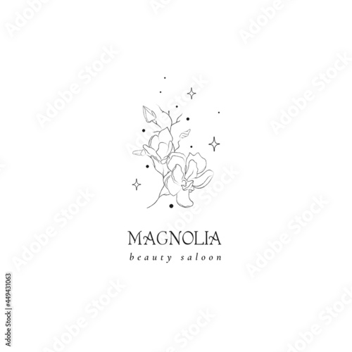 Floral Mystic Logo Design. Handdrawn blossom herbs