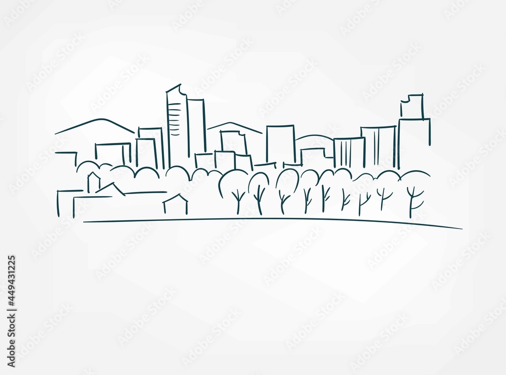 arc city vector sketch isolated simple design element