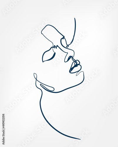 face girl line art single line isolated vector illustration abstract