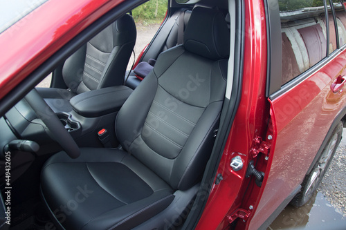 Leather car seats.The interior of the car. Car accessories. © Александр Поташев