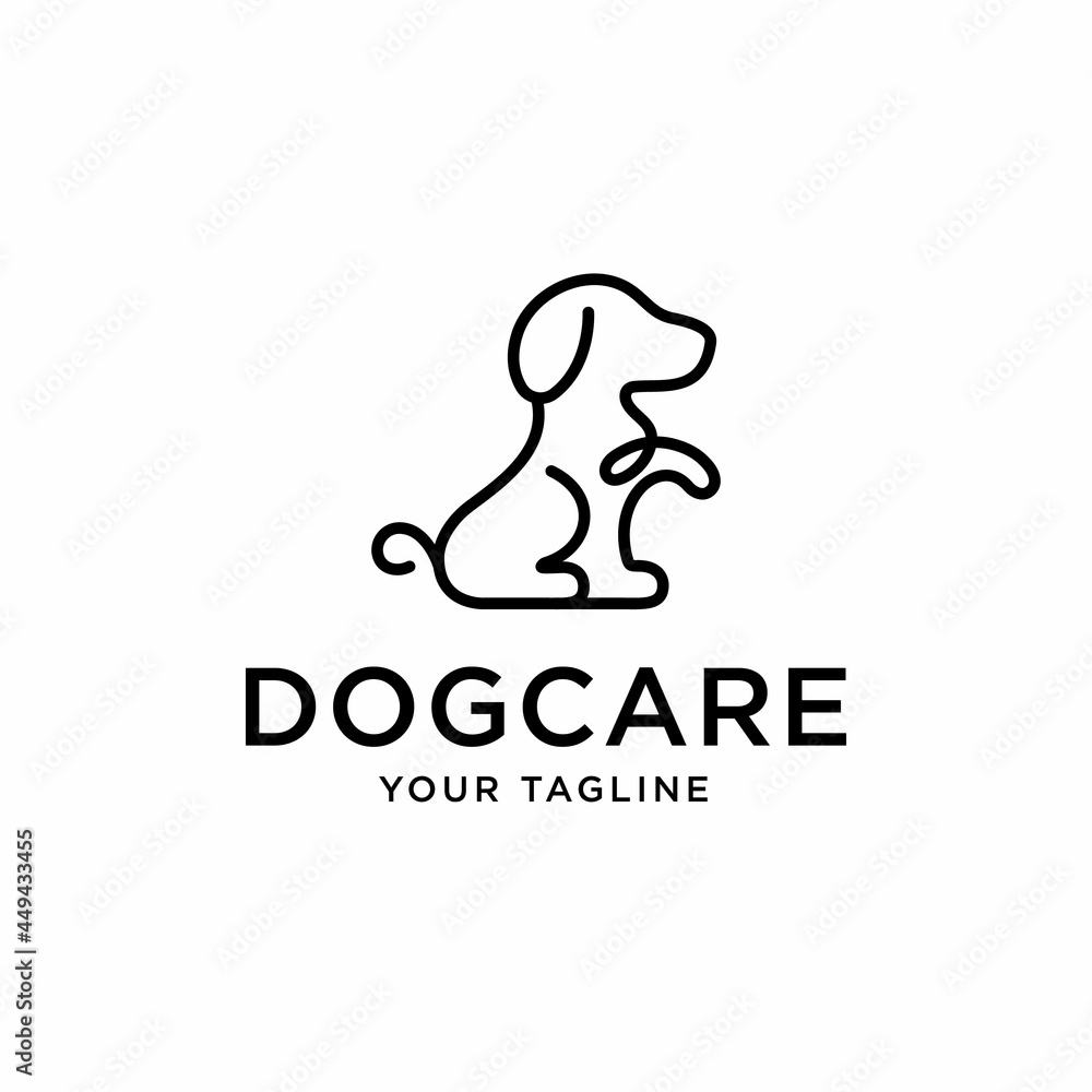 Dog Logo design With monoline Lineart template vector illustration