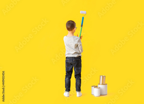 Cute little boy with paint ...