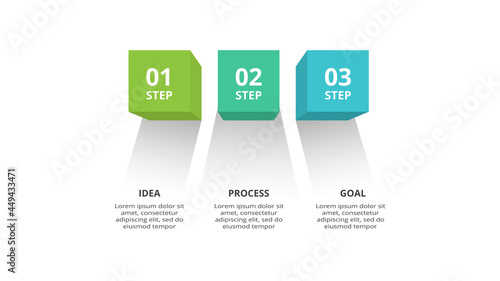3D vector infographic pyramid, or comparison chart with 3 colorful levitating layers.