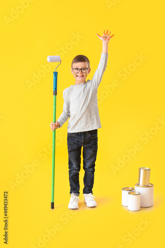 Cute little boy with paint ...