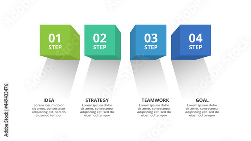 3D vector infographic pyramid, or comparison chart with 4 colorful levitating layers.