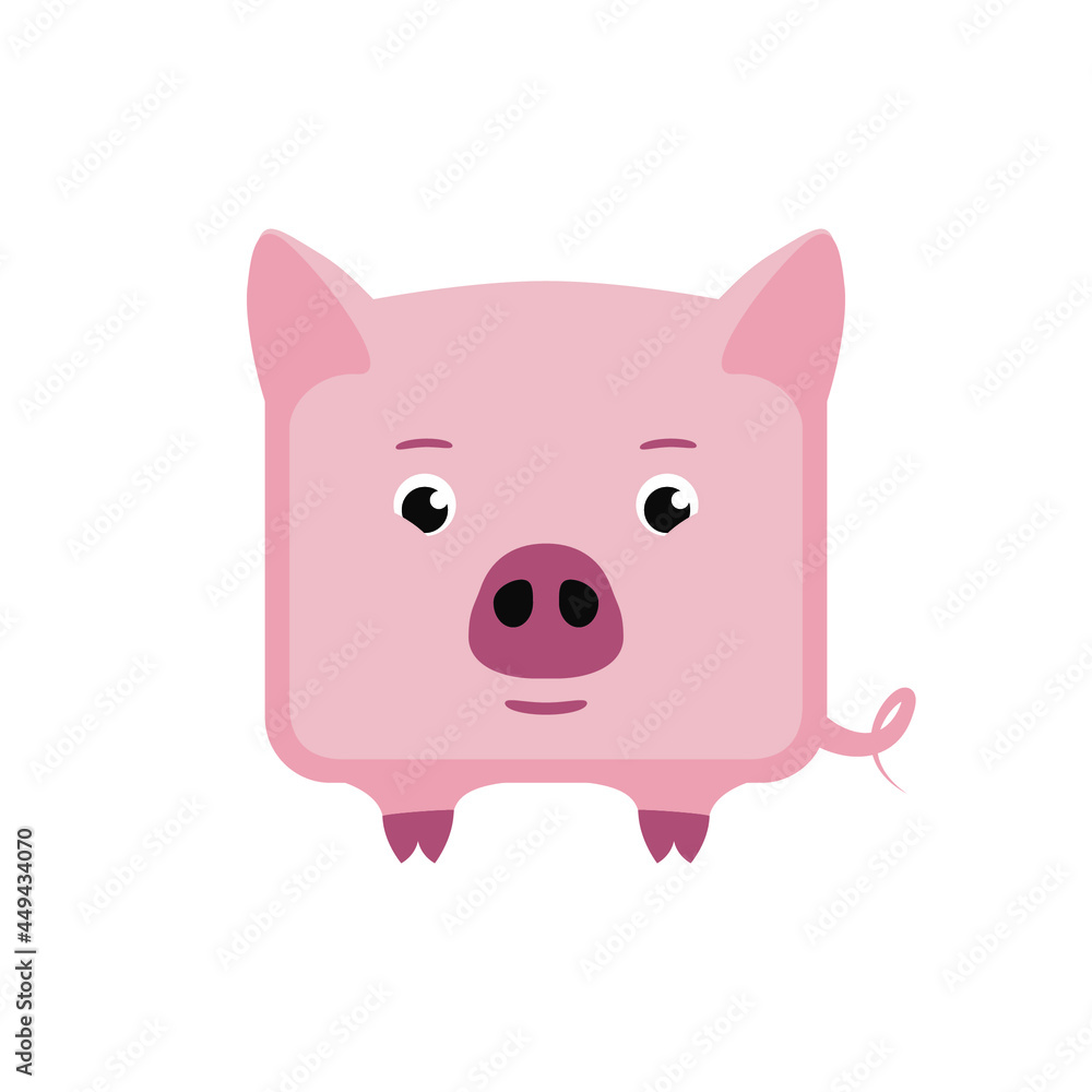 Pink piglet square vector icon. Pig symbol Pink piglet square vector icon. Pig symbol