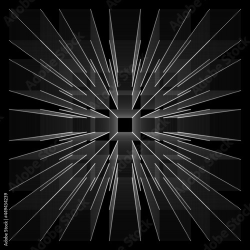 abstract background with squares. perspective white lines over black background.