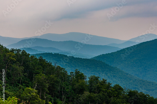 Photography Blue Ridge Mountains at Sunset, Shenandoah National Park, Virginia, USA