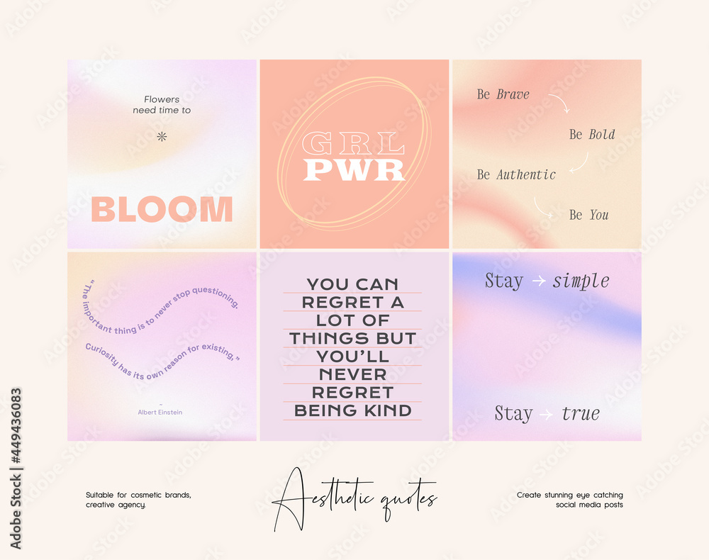 Social media gradient aesthetic quotes template collection
