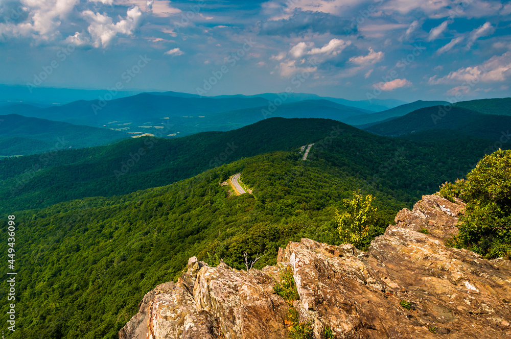 View of Skyline Drive from the Appalachian Trail, Shenandoah National Park, Virginia, USA