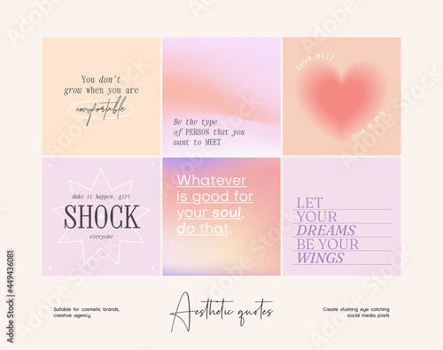 Social media gradient aesthetic quotes template collection