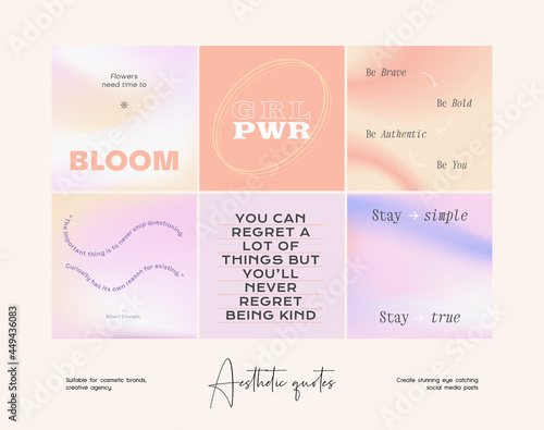Social media gradient aesthetic quotes template collection
