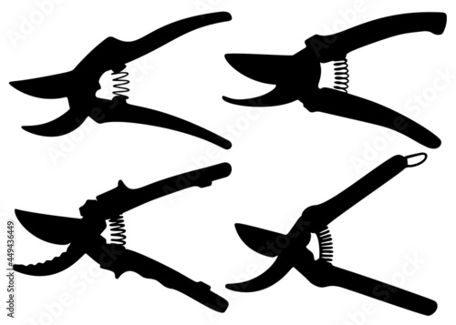 Garden pruning shears in a set. Vector image.
