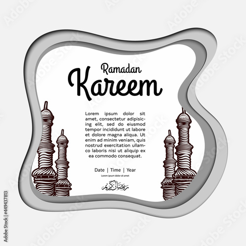Simple and clean ramadan kareem paper art vector illsutration